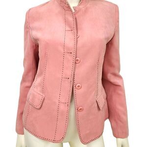 Dressbarn Pink Faux Suede Blazer Womens size 6